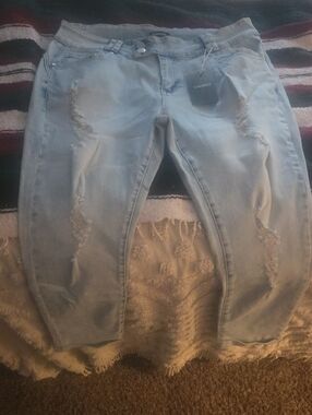 Light Blue Distressed Women's Jeans